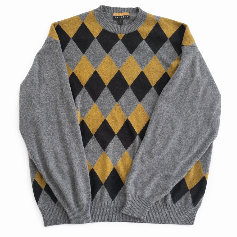 Robert Talbott Sweater Argyle Gray Black size L